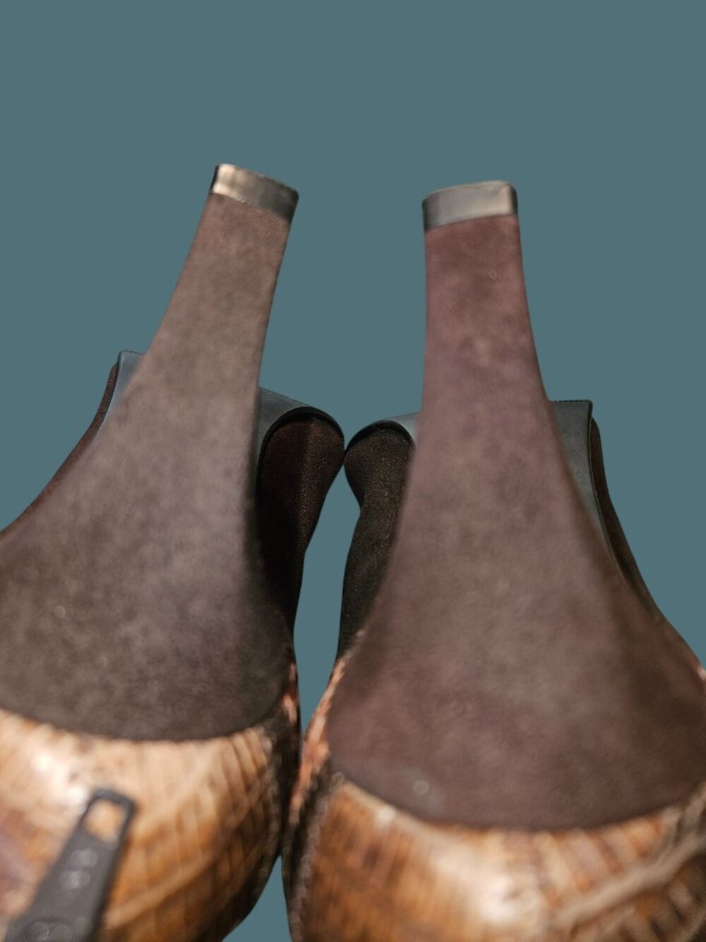 Stuart Weitzman Brown Suede Animal Skin Print Pointed Toe  Booties Women 10M - Picture 9 of 13